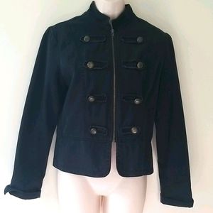 Military style denim jacket